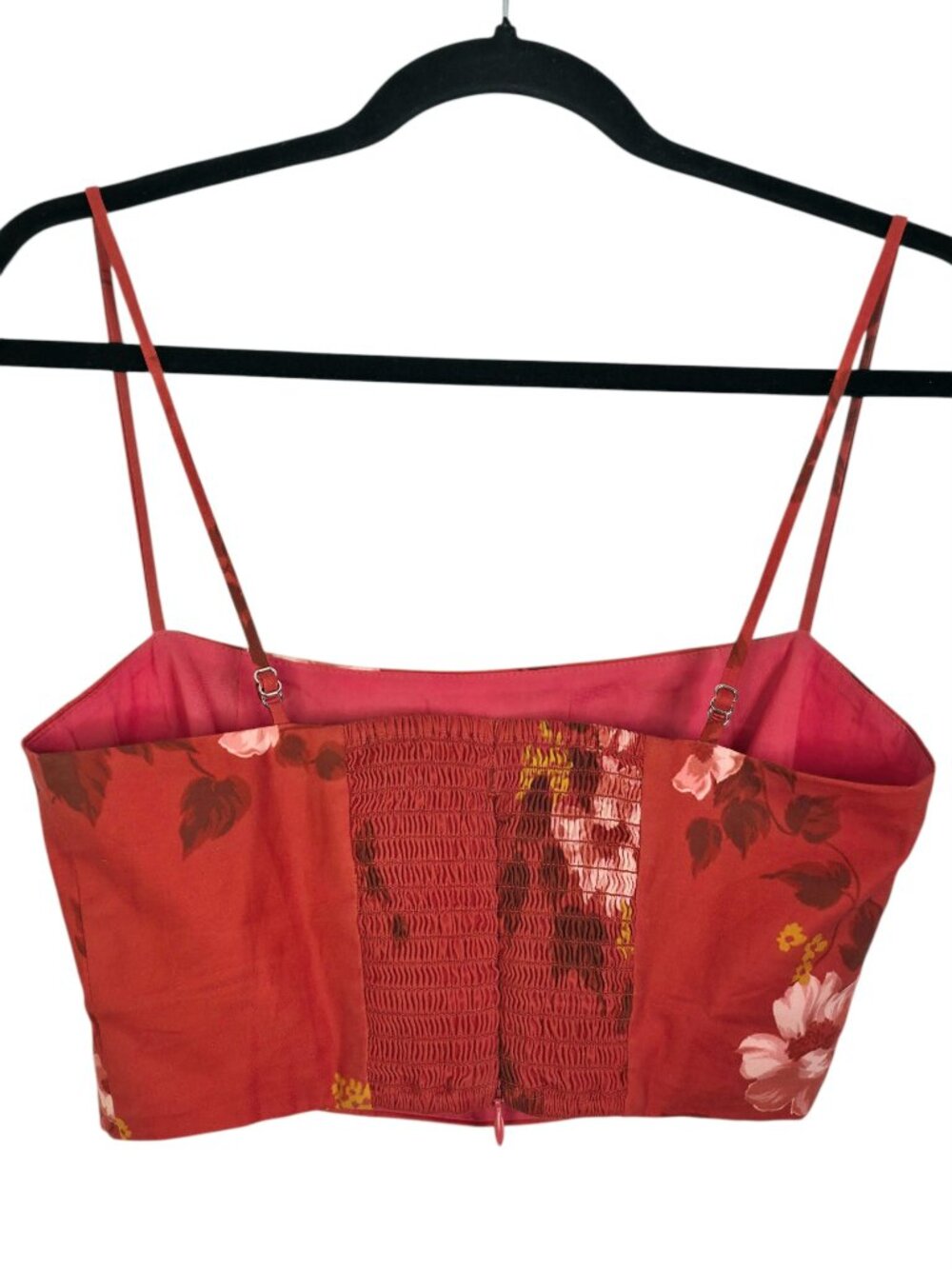 Reformation Amor Two Piece Set Coral Bloom Orange Floral Top Skirt Size 4 - Picture 6 of 13